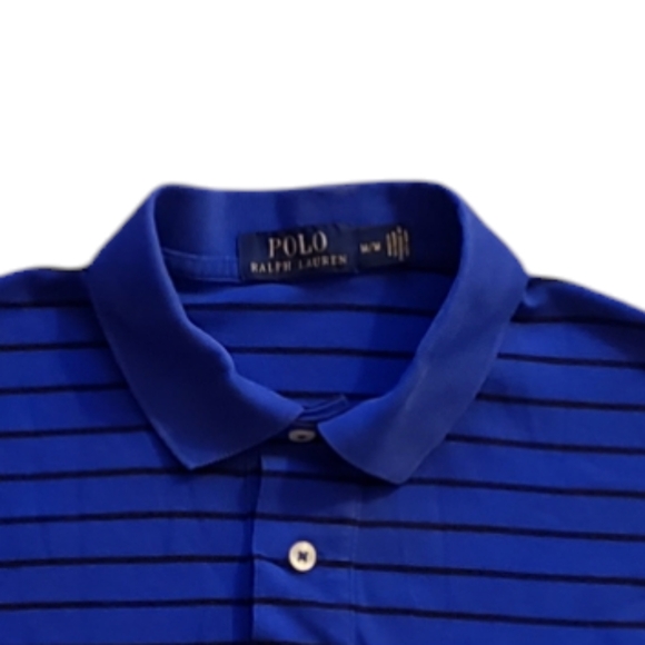Polo Ralph Lauren Men's M Collared Blue Striped Long Sleeve Polo Shirt - Picture 2 of 3